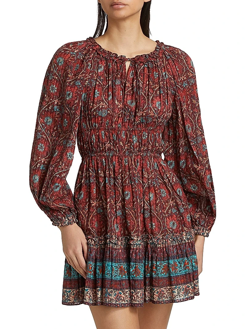 Val Botanical Shadow Stripe Dress