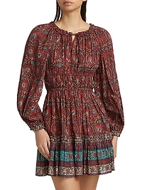 Val Botanical Shadow Stripe Dress