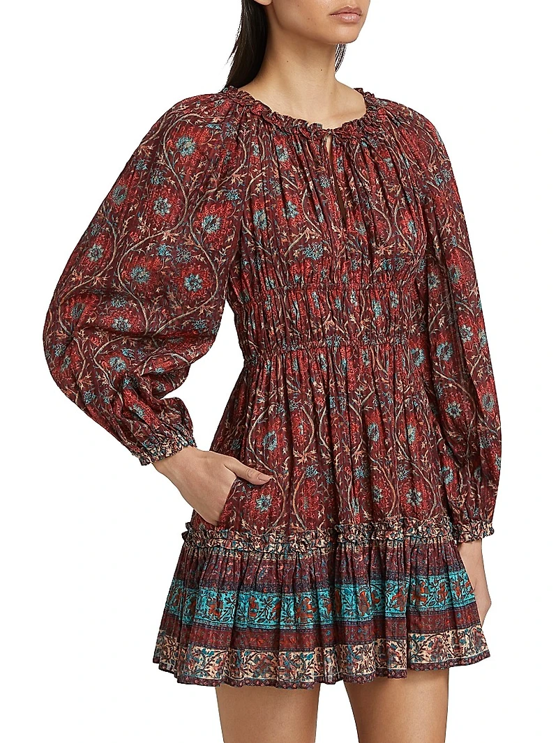 Val Botanical Shadow Stripe Dress