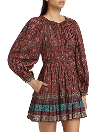 Val Botanical Shadow Stripe Dress