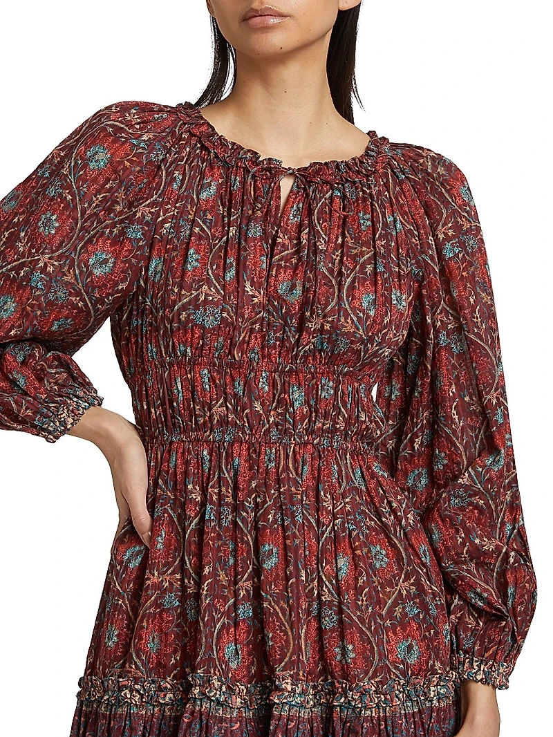 Val Botanical Shadow Stripe Dress