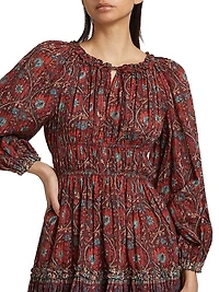 Val Botanical Shadow Stripe Dress