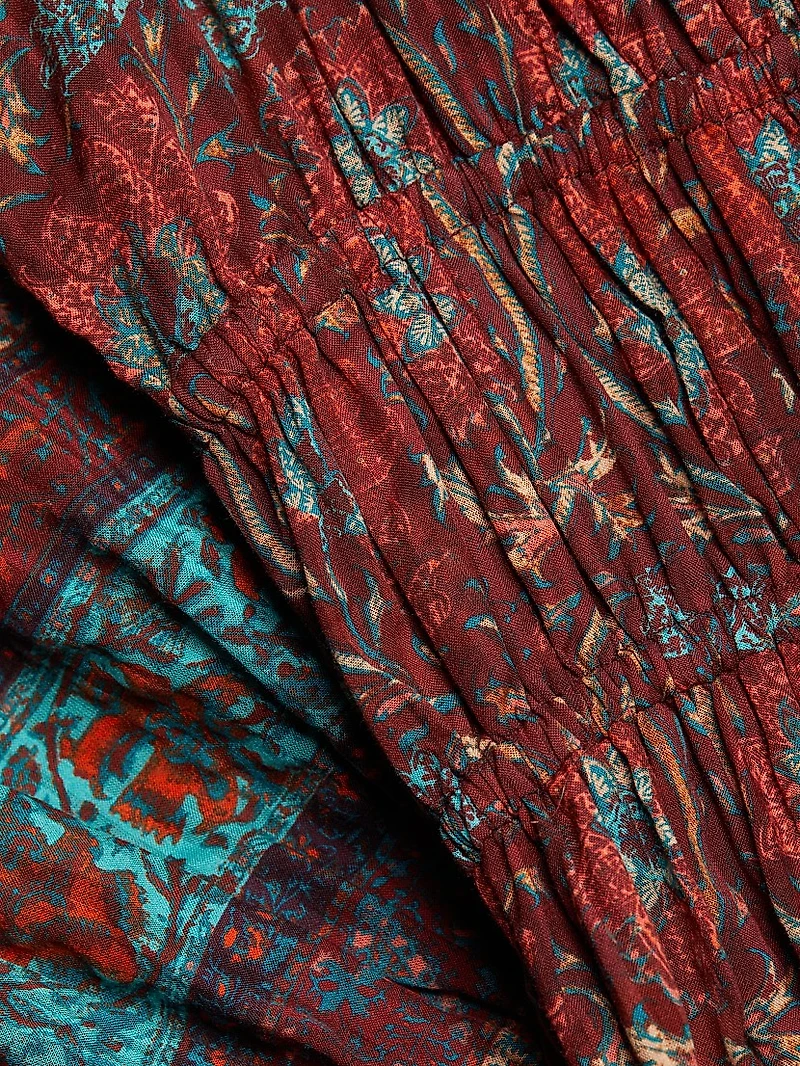 Val Botanical Shadow Stripe Dress