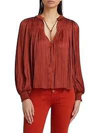 Leah Satin Plissé Blouse