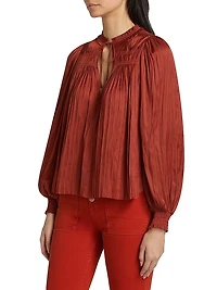 Leah Satin Plissé Blouse