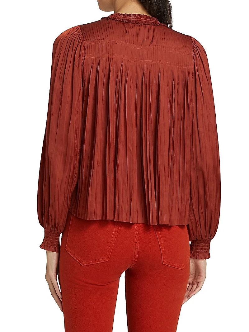 Leah Satin Plissé Blouse