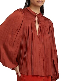Leah Satin Plissé Blouse