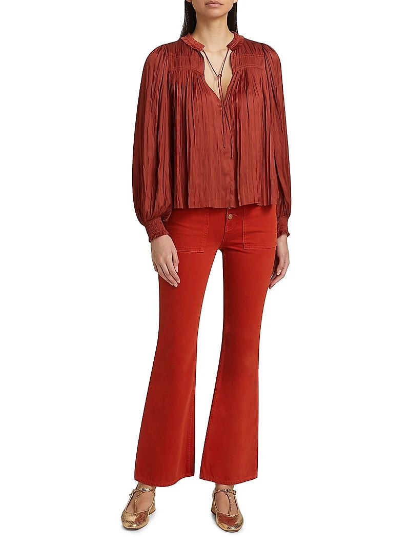 Leah Satin Plissé Blouse