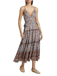 Rosa Floral Strappy Tiered Midi-Dress