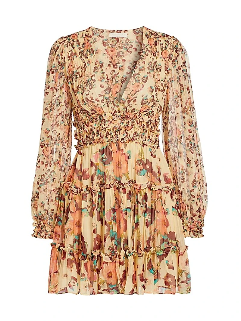 Lya Watercolor Floral Crinkle Chiffon Dress