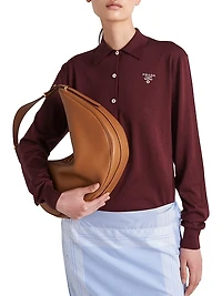 Long-Sleeved Silk Polo Shirt