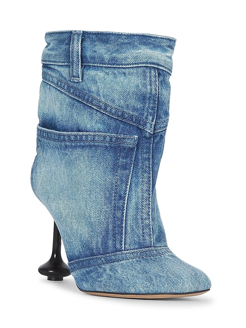 Toy Panta 90MM Leather & Denim Ankle Boots