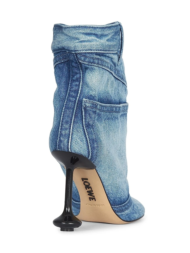 Toy Panta 90MM Leather & Denim Ankle Boots