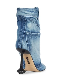 Toy Panta 90MM Leather & Denim Ankle Boots