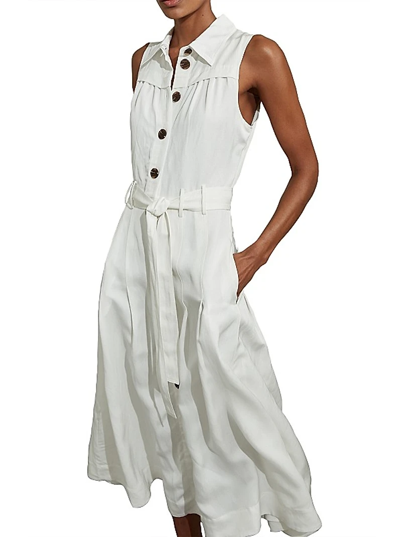 Heidi Linen-Blend Sleeveless Shirtdress