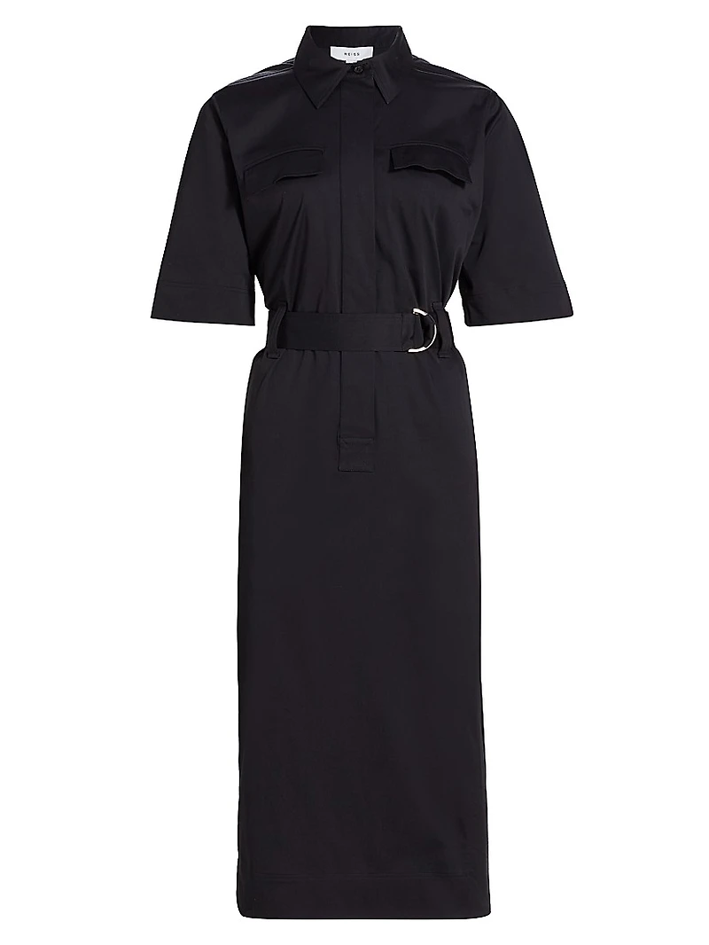 Aimie Belted Stretch Poplin Shirtdress