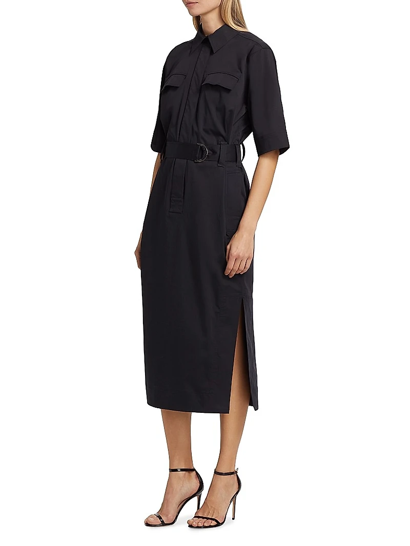 Aimie Belted Stretch Poplin Shirtdress