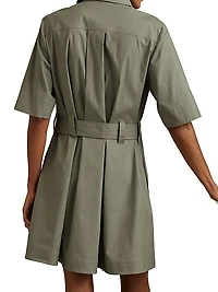 Milly Tie-Waist Mini Shirtdress