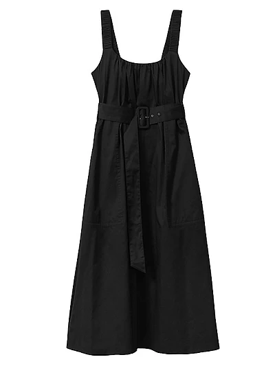 Liza Poplin Belted Midi-Dress
