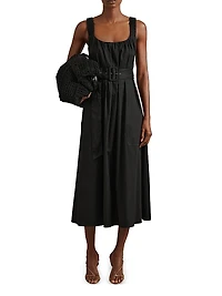 Liza Poplin Belted Midi-Dress