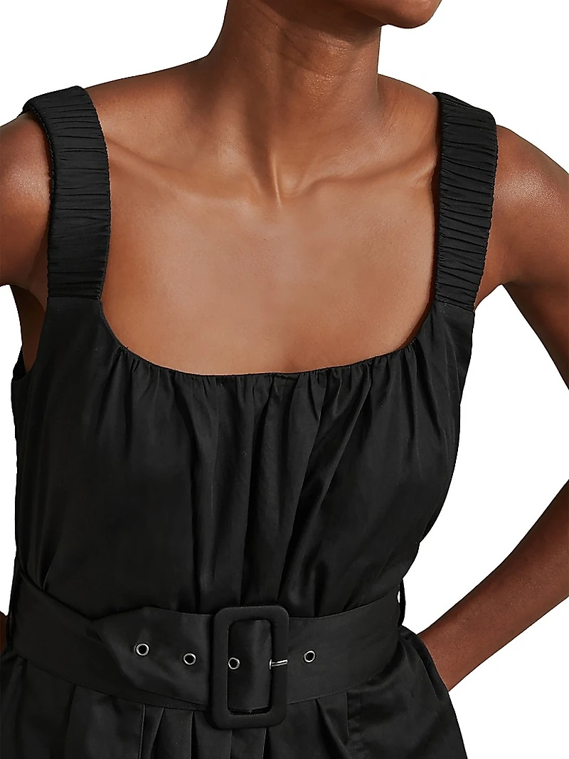 Liza Poplin Belted Midi-Dress