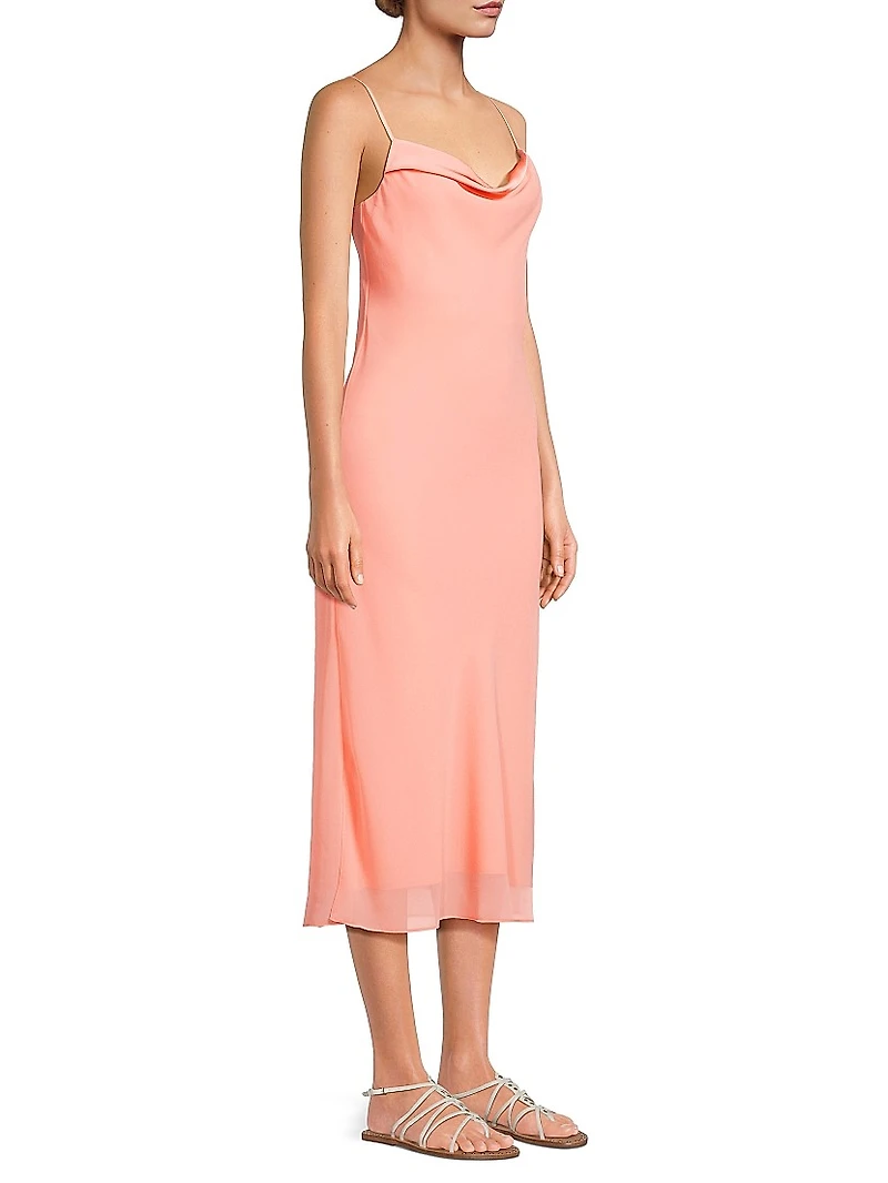 Denise Cowlneck Slip Midi-Dress
