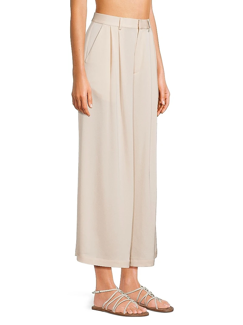 Dean Pleated Wide-Leg Crop Trousers