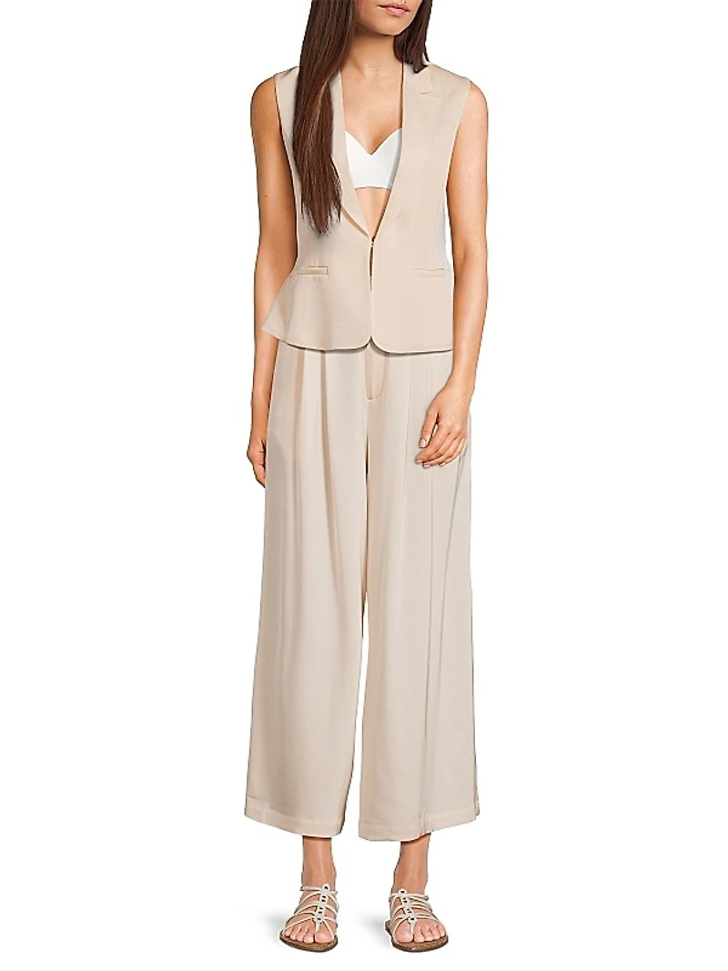 Dean Pleated Wide-Leg Crop Trousers