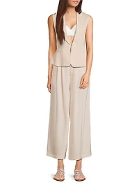 Dean Pleated Wide-Leg Crop Trousers
