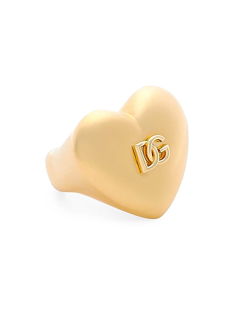Goldtone Heart Logo Ring