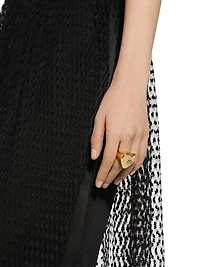 Goldtone Heart Logo Ring