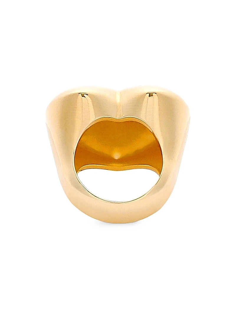 Goldtone Heart Logo Ring