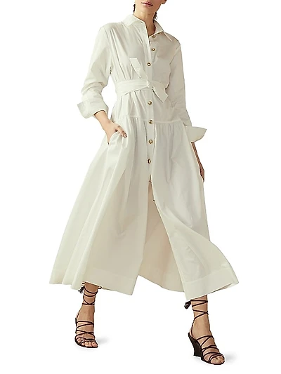 Cotton Button-Front Shirt Dress