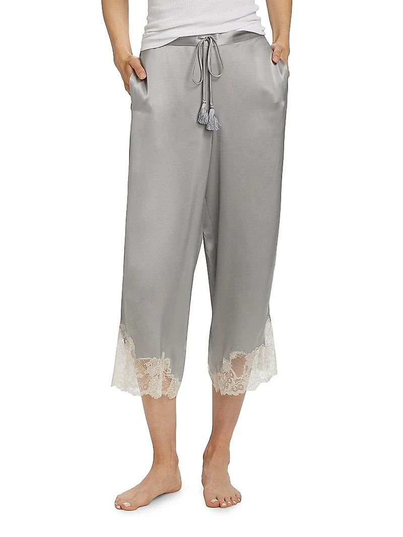 Lolita Silk Lace-Trimmed Pants