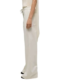 Cotton-Blend Wide-Leg Zip Pants
