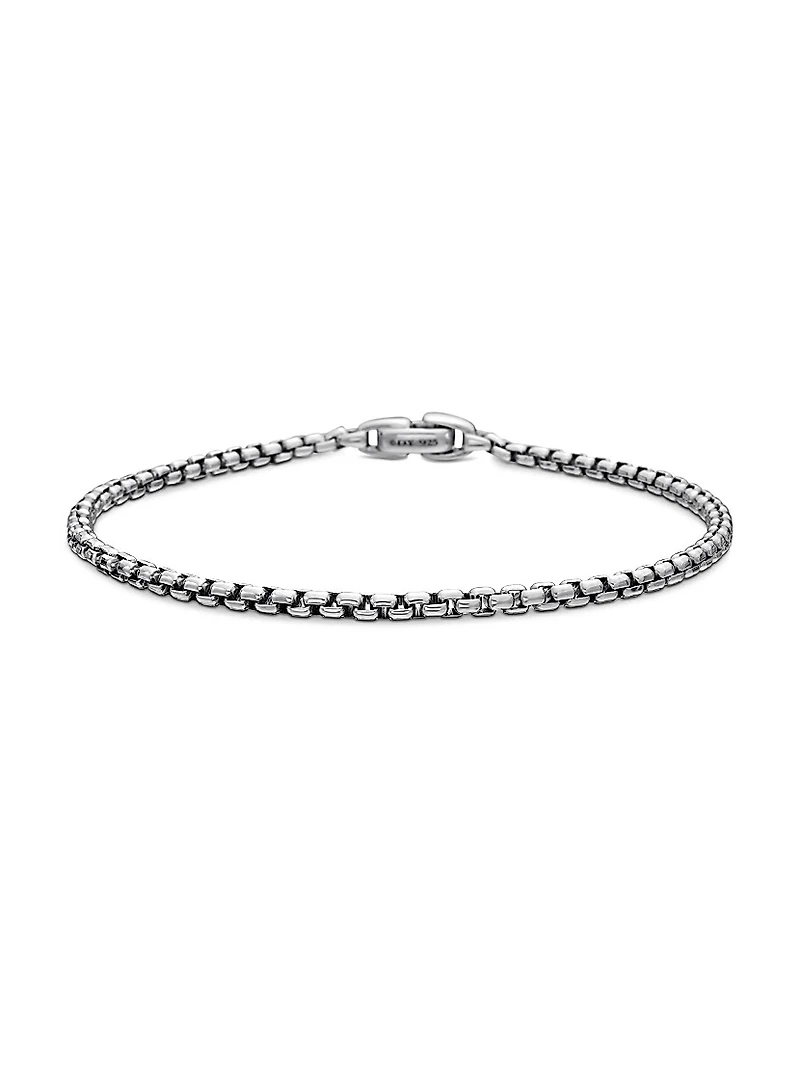 Box Chain Bracelet Sterling Silver, 2.7MM