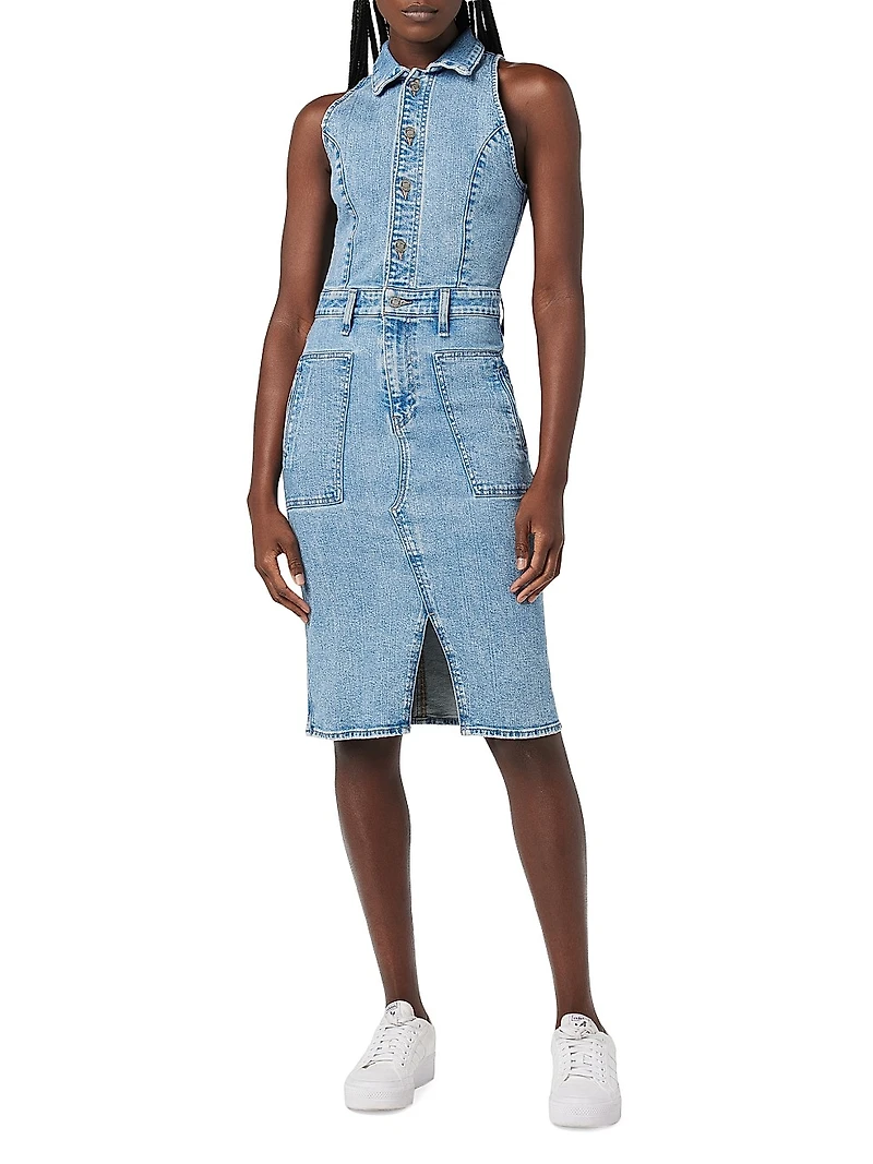 Denim Halterneck Utility Dress