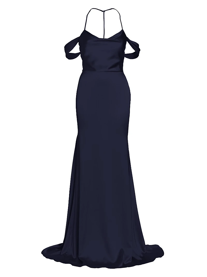 Muriel Satin Halterneck Gown