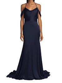 Muriel Satin Halterneck Gown