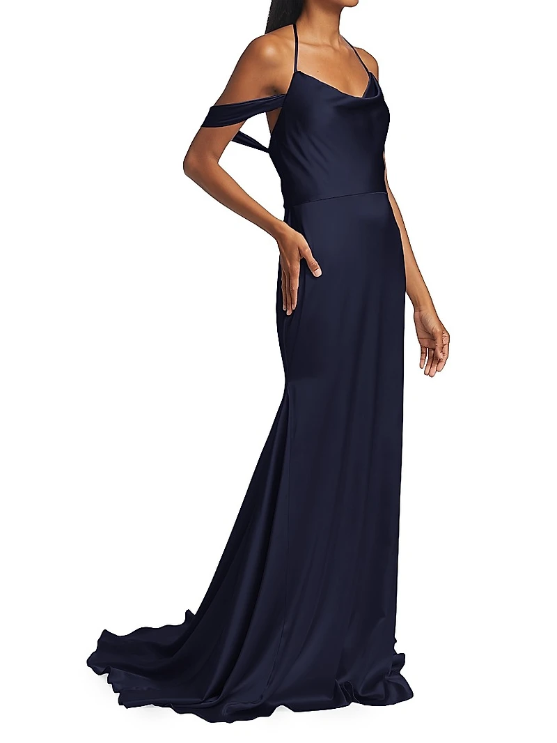 Muriel Satin Halterneck Gown