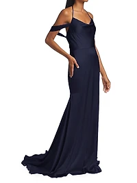 Muriel Satin Halterneck Gown