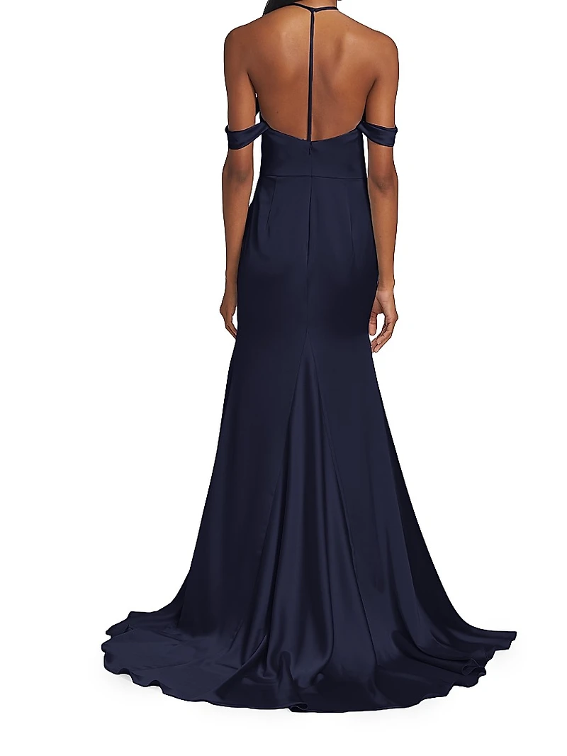 Muriel Satin Halterneck Gown