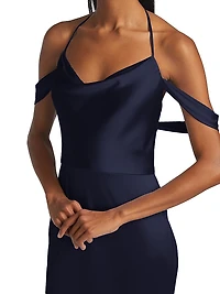 Muriel Satin Halterneck Gown