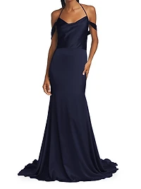 Muriel Satin Halterneck Gown