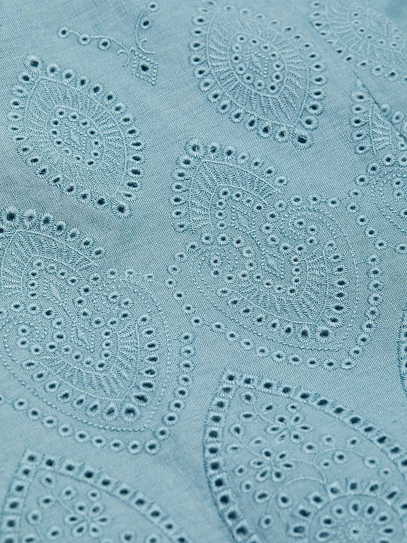 Lesley Linen Eyelet Wide-Leg Pants