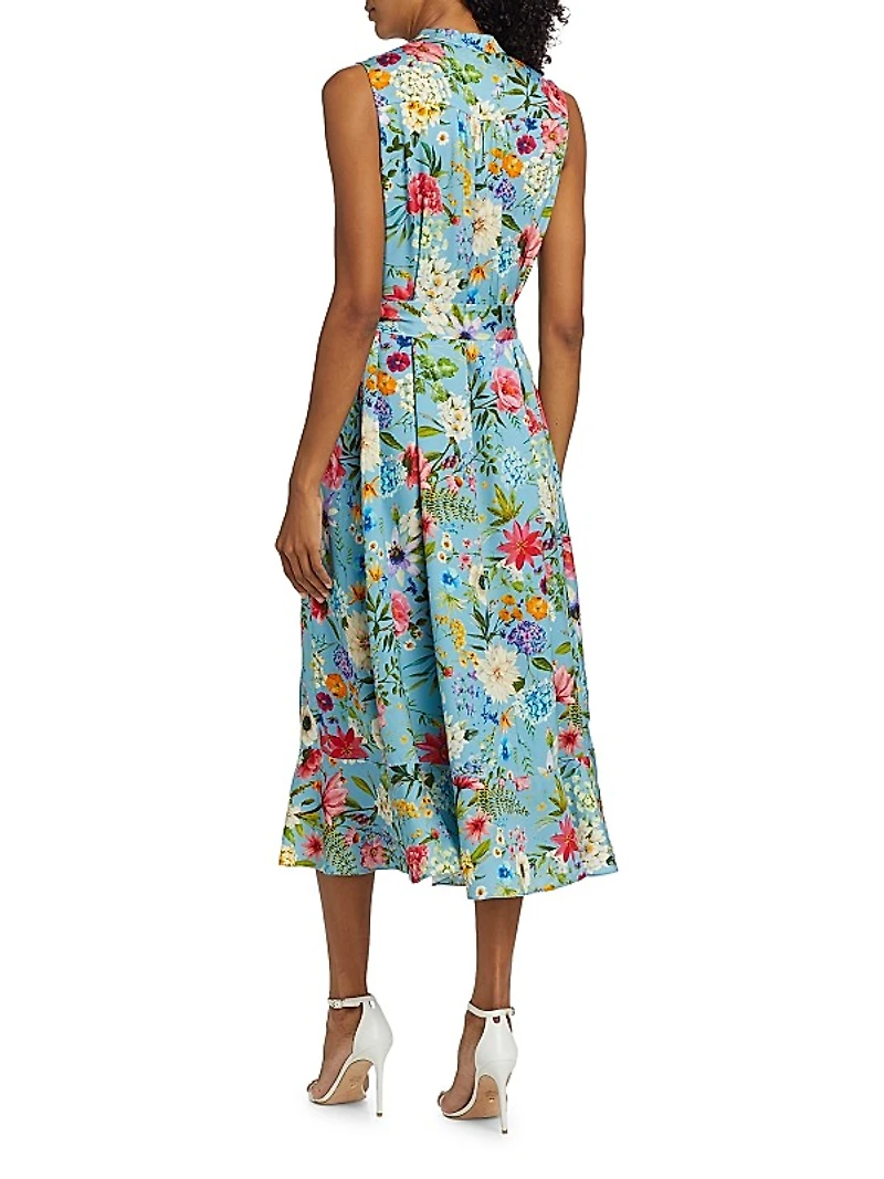 Phoebe Wild Meadow Silk-Blend Midi-Dress