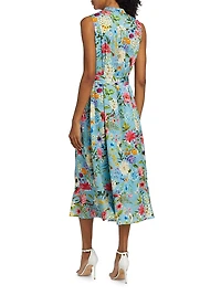 Phoebe Wild Meadow Silk-Blend Midi-Dress