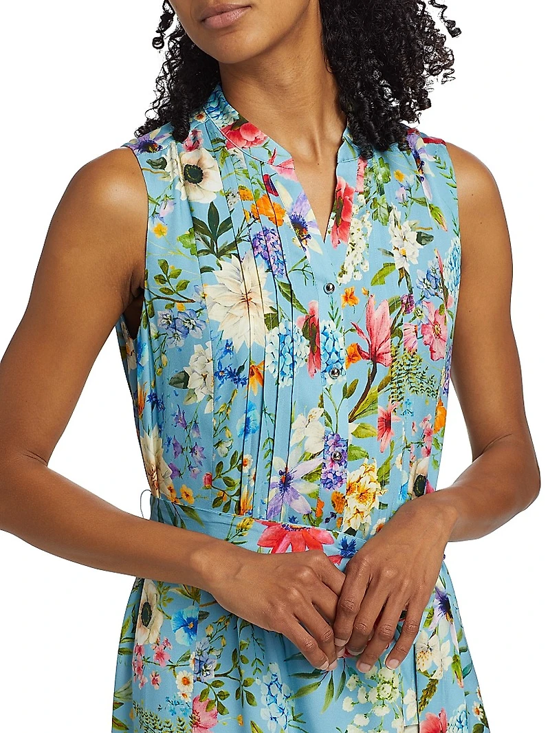 Phoebe Wild Meadow Silk-Blend Midi-Dress
