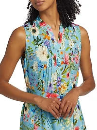 Phoebe Wild Meadow Silk-Blend Midi-Dress