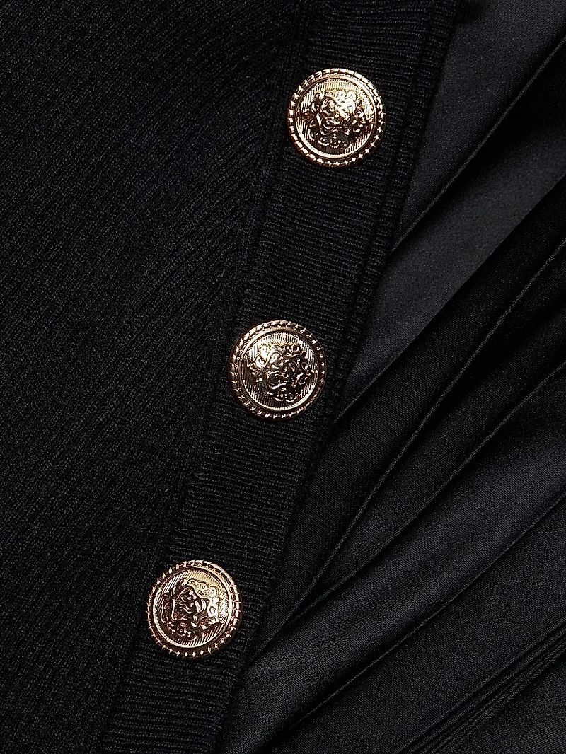 Eliana Halter Mixed Media Sweater Midi-Dress